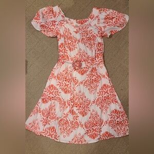 Chic Floral Midi Dress in Red and White